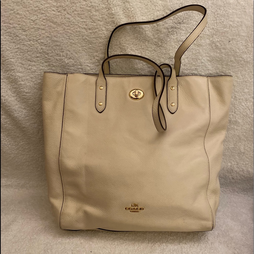 Coach Cream Leather Tote Bag